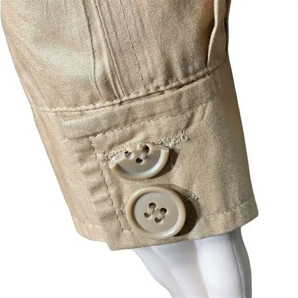 Vintage Tres Elle Womens Full Length Trench Coat Jacket Tan Brown Size 9 10 - Picture 8 of 12